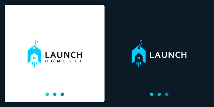 home sale logo inspiration and launch logo. premium vectors.