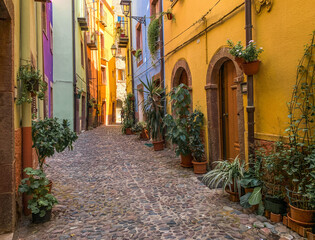 Fototapeta na wymiar Bosa, colorful town in the province of Oristano, Sardinia, Italy