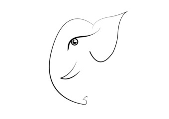 Obraz premium Side face of Ganesh in black line art