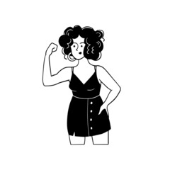 Woman with gesture of clenched fist. Emotion sign.