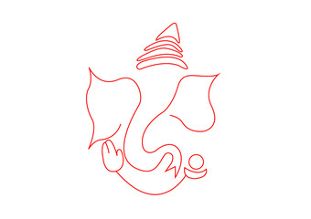 Ganapati in red line art graphics | Ganesh in red line art