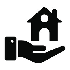mortgage insurance glyph icon, business and finance icon.