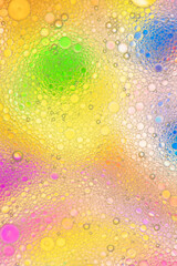 Аbstract image of oil and water bubbles of various colors. Colorful artistic image of oil drop on water for modern and creation design background.