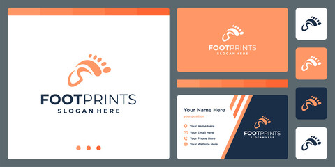 footprints abstract logo with initials letter s and business card design template.