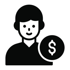 employee salary glyph icon, business and finance icon.