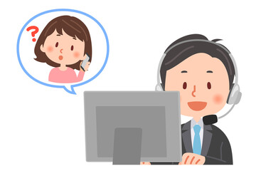 サポートセンターとカスタマーの女性