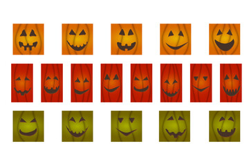 halloween pumpkin face jack-o-lantern on social media post template.