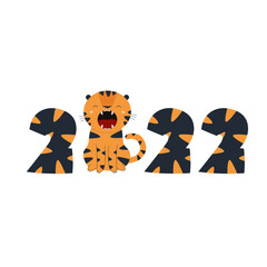 Illustration with tiger - symbol of 2022 in cartoon style.