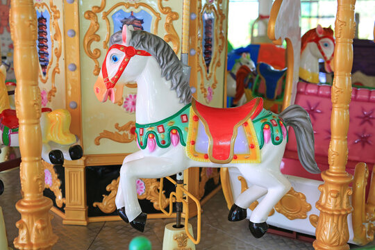 Horses on a carnival Merry Go Round