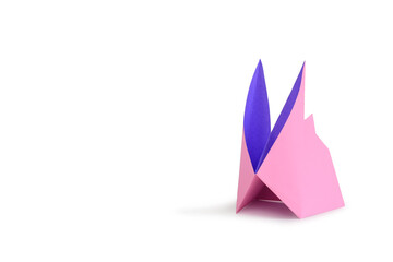 Origami rabbit isolated on white studio background. Image with Clipping path and copy space