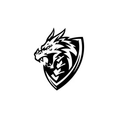 Dragon Mascot Badge illustration Logo Design
