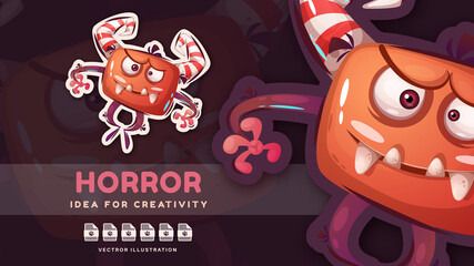 Cartoon character evil monster - cute sticker