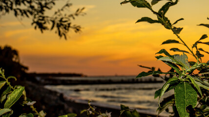 Kołobrzeski zachód słońca. Zdjęcia wykonane na plaży wschodniej - obrazy, fototapety, plakaty