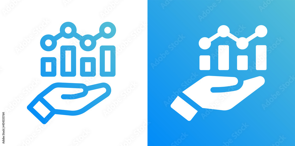 Aufkleber data analysis icon with hand vector illustration.