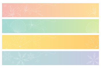 A set of four seasons web banner designs with white line art style
