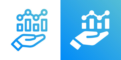 Data analysis icon with hand vector illustration.