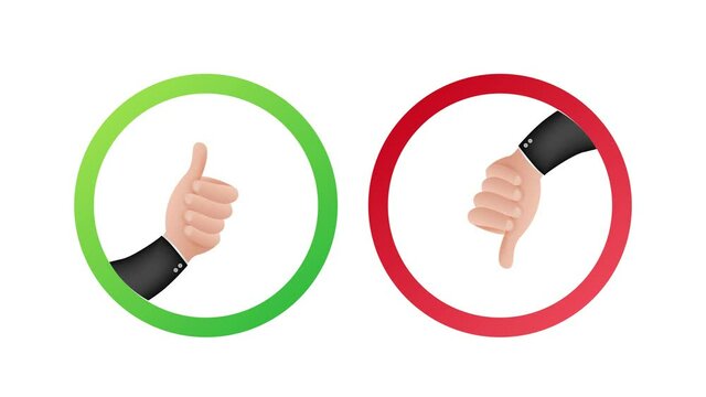 Yes and No thumb up. Feedback concept. Positive feedback concept. Choice button icon. Motion graphics