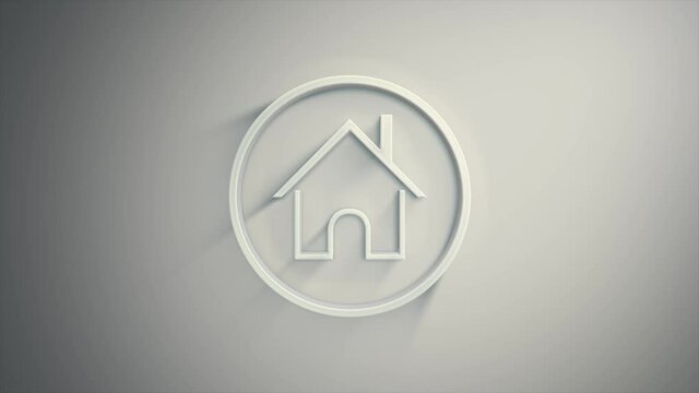 Computer Home Icon With Texture Fx Animation/ 4k animation of a technology golden and white internet home icon with texture reveal and autofill