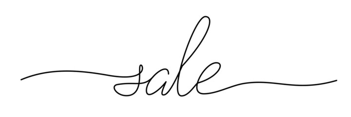 Calligraphic sale banner hand drawn with thin continuous line