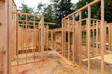 Fototapeta na wymiar Framing of Residential Home Construction