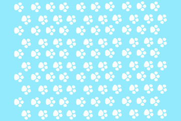 cat's paws on a blue background, seamless pattern for print design