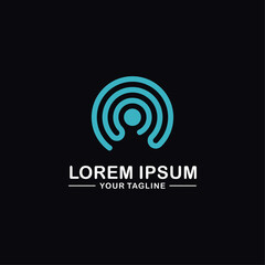 Technology internet signal wave icon vector logo
