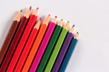 color pencils on a white background