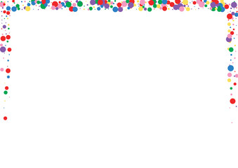 Blue Circle View Background. Dot Surprise Illustration. Multicolored Side Confetti. Yellow Sale Round Texture.