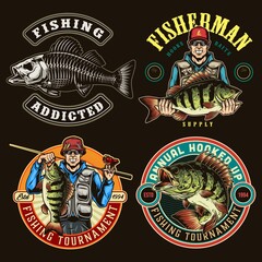 Obraz na płótnie Canvas Fishing colorful labels