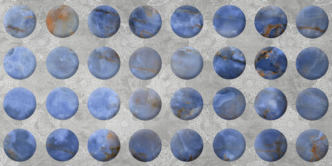 blue marble mosaic background on gray cement floor
