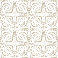 Fototapeta na wymiar Abstract hand drawn seamless pattern. Vector circles with dots and lines endless background. Sketch drawn seamless background.