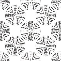 Abstract hand drawn seamless pattern. Vector circles with dots and lines endless background. Sketch drawn seamless background.