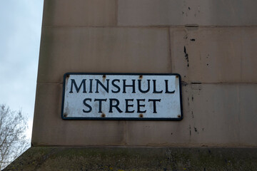 Street Sign Minshull At Manchester England 8-12-2019