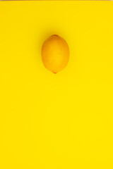 Minimal style. Yellow sunny lemon. Vitamin C. Creative minimal art