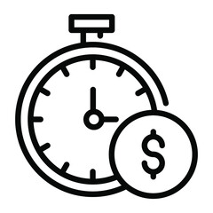 time is money outline icon, business and finance icon.