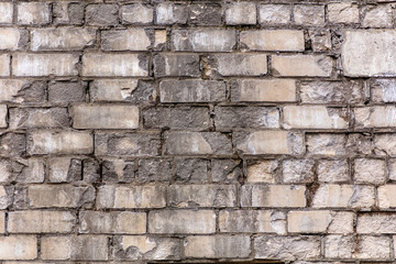 old ruined silicate brick wall