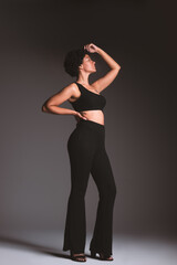 woman in black outfit