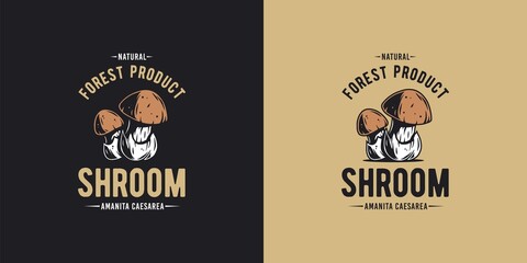 Mushroom caesar amanita for organic, natural vegetarian food. Autumn forest fungi, shroom mushroom picking for t-shirt print