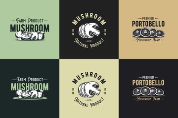 Mushroom portobello set or collection of champignon. White button for mushrooms picking. Vegetarian fungus cremini for food. Nature fungi for healthy nutrition © Casoalfonso