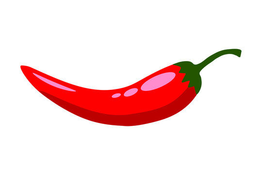 Hot red chili pepper. Red pepper on white background, high quality vector. Illustration of food hot chilli pepper in flat minimalism style.