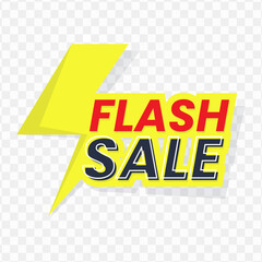Flash Sale banner design, red and yellow color, Vector Illustration with transparent background.
