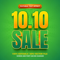 sale 10 10 green bold 3d editable text effect
