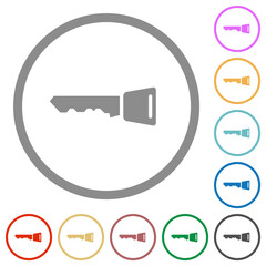 Car key flat icons with outlines