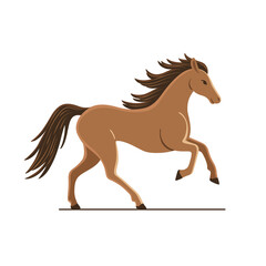 Cartoon horse with long mane - cute character for children. Vector illustration in cartoon style.