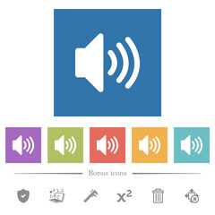 Volume solid flat white icons in square backgrounds