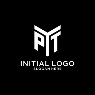 PT mirror initial logo, creative bold monogram initial design style