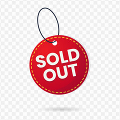 Sold Tag design, red color, Vector Illustration with transparent background.