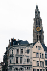 Fototapeta na wymiar The tower of the Cathedral of Our Lady in Antwerp