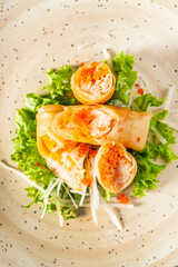 spring rolls with vegetables and sauce