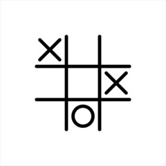 Pixel perfect black thin line icon of a tic tac toe. Editable stroke vector 64x64 pixel. Scale 5000% preview. Noughts and crosses sign. Xs Os game symbol. Outline XOXO linear pictogram. Tick tack toe